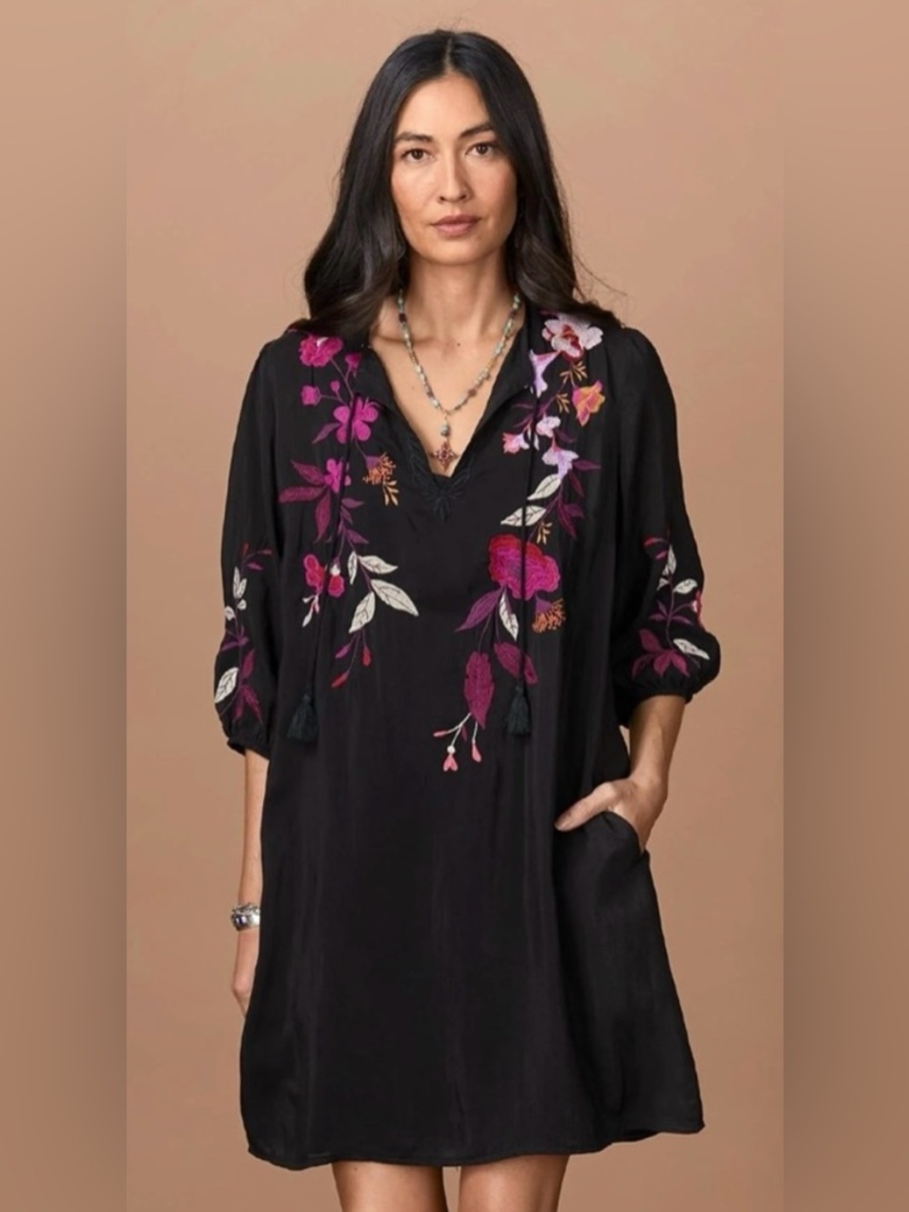 Johnny Was Mirabel Dress Embroidered Dress Black PXL